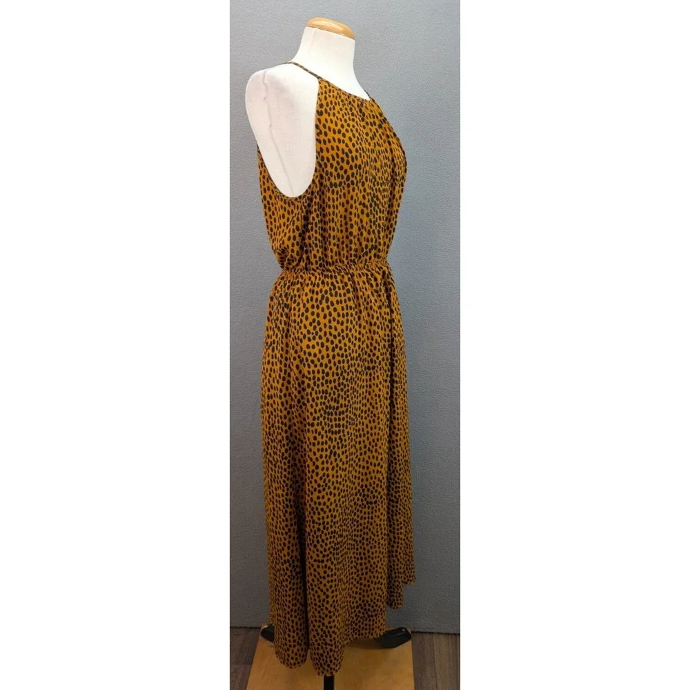 J. Crew Leopard Printed Maxi Dress Womens Size 8 Keyhole Boho Back Elastic Waist